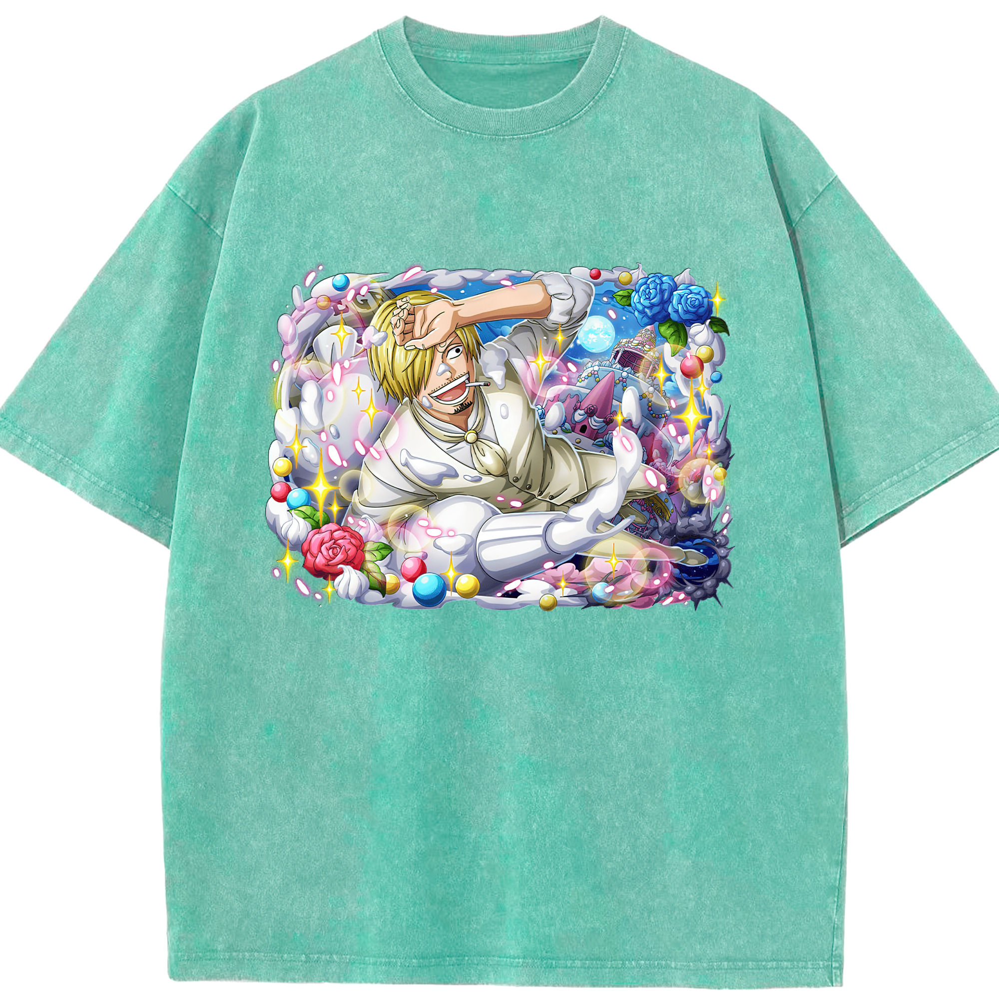 ワンピース サンジ ONE PIECE Sanji 綿100% ヴィンテージ風 半袖Tシャツ（フロントプリント）